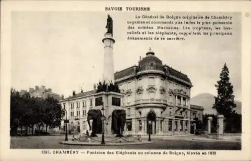 Ak Chambéry Savoie, Fontaine des Elephants oder Boigne-Säule