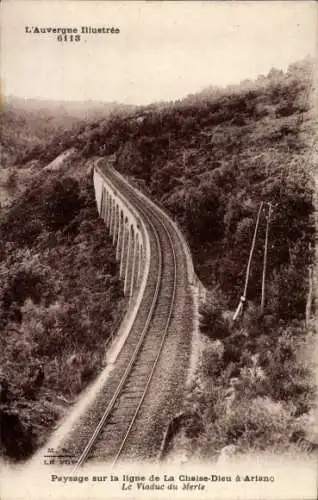 Ak La Chaise-Dieu Haute Loire, Landschaft, Merie-Viadukt