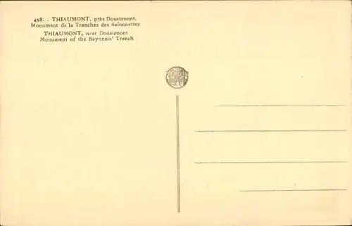 Ak Thiaumont Douaumont Lothringen Maas, Denkmal des Baionettengrabens