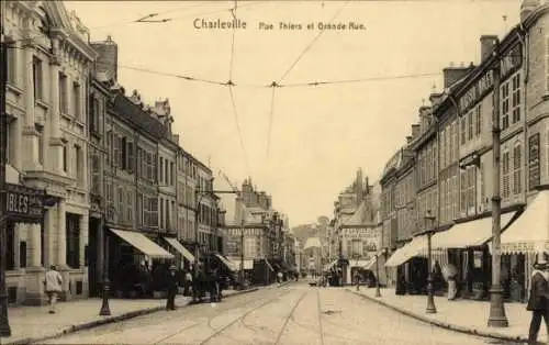 Ak Charleville Mézières Ardennes, Rue Thiers, Grand'Rue