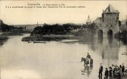 Ak Charleville Mézières Ardennen, Vieux Moulin, Insel