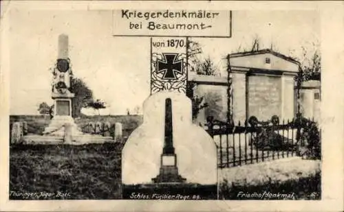 Ak Beaumont Meurthe et Moselle, Kriegerdenkmäler, Thüringer Jäger Batl., Friedhofdenkmal