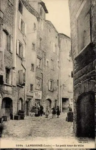 Ak Langogne Lozère, Le petit tour de ville