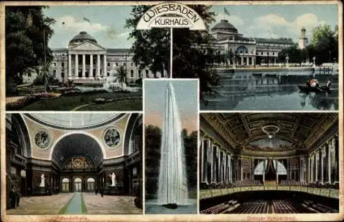 Ak Wiesbaden in Hessen, Kurhaus, Wandelhalle, großer Konzertsaal