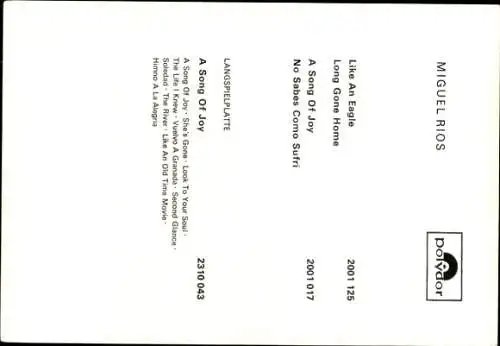 Ak Sänger Miguel Rios, Porträt, Polydor