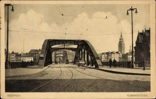 Ak Bremen, Blick auf die Kaiserbrücke, Straßenansicht