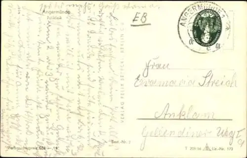 Ak Angermünde in der Uckermark, Poliklinik