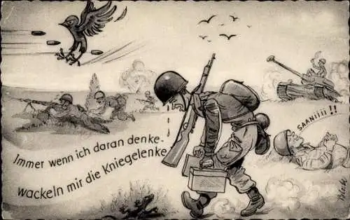 Künstler Ak Soldaten, Immer wenn ich daran denke, wackeln mir die Kniegelenke