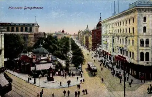 Ak Hannover in Niedersachsen, Georgstraße, Straßenbahn