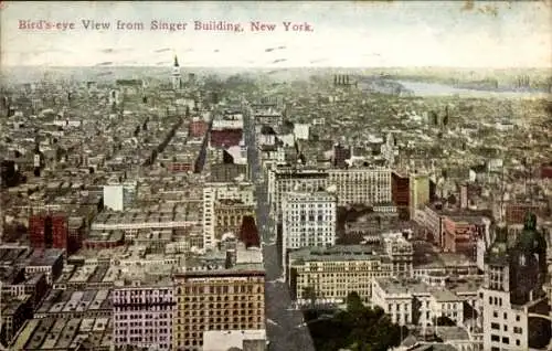 Ak New York City USA, Blick vom Singer Building