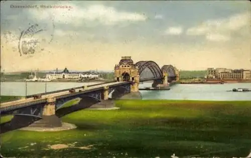 Ak Düsseldorf am Rhein, Rheinbrücke