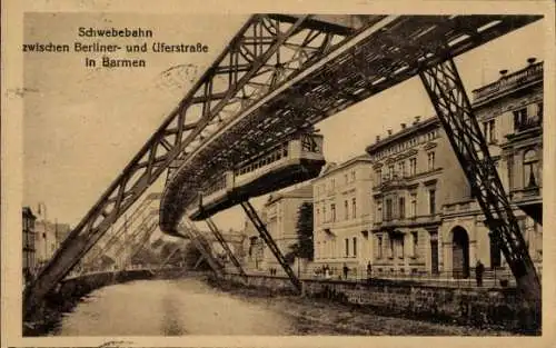 Ak Barmen Wuppertal, Schwebebahn an der Wertherbrücke