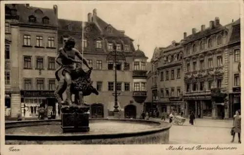 Ak Gera, Markt mit Simsonbrunnen, Geschäfte, Gebrüder Goldmann