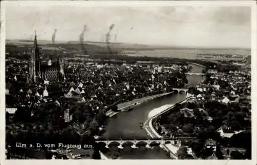 Ak Ulm an der Donau, Fliegeraufnahme, Münster