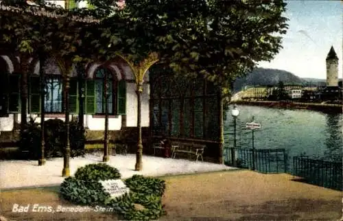 Ak Bad Ems an der Lahn, Benedetti-Stein, Laubengang