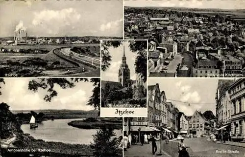 Ak Itzehoe in Holstein, Breite Straße, Blick vom Kirchturm, St. Laurentiikirche, Amönenhöhe