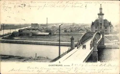 Ak Dortmund im Ruhrgebiet, Hafen, Brücke