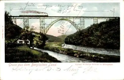 Ak Solingen im Bergischen Land, Müngstener Brücke, Kaiser Wilhelm Brücke bei Müngsten, Eisenbahn