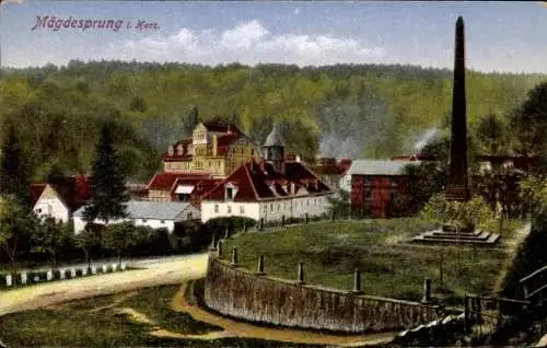 Ak Mägdesprung Harzgerode Harz, Denkmal und Hotel