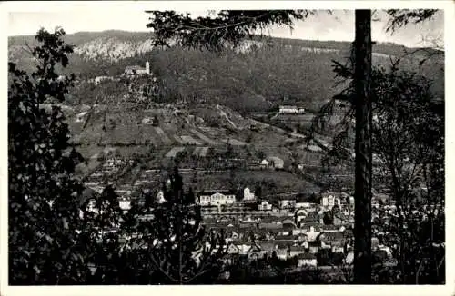 Ak Bad Blankenburg in Thüringen, Teilansicht mit Burg Greifenstein, Waldhaus Tanneck