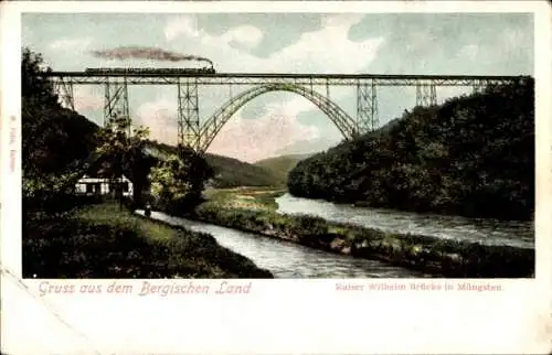 Ak Solingen im Bergischen Land, Müngstener Brücke, Kaiser Wilhelm Brücke bei Müngsten, Eisenbahn