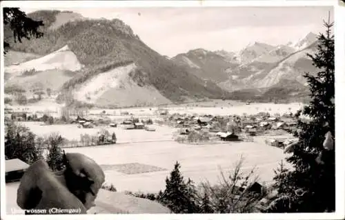 Ak Unterwössen in Oberbayern, Panorama, Winter