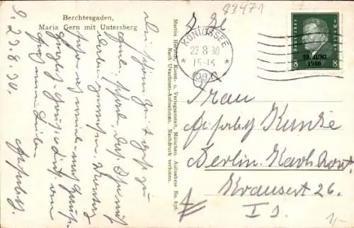 Ak Berchtesgaden in Oberbayern, Kirche Maria Gern mit Untersberg