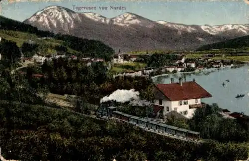 Ak Tegernsee in Oberbayern, Eisenbahn, Blick von Norden