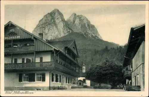 Ak Hammersbach Grainau Oberbayern, Höllentalklamm, Hotel Höllentalklamm, großer Waxenstein