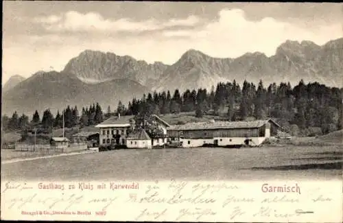 Ak Klais Krün Oberbayern, Gasthaus zu Klais, Karwendel