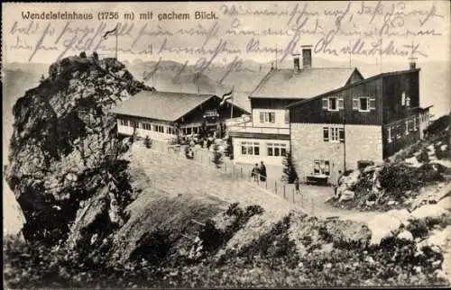 Ak Bayrischzell im Mangfallgebirge Oberbayern, Wendelsteinhaus, gacher Blick