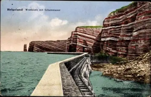 Ak Nordseeinsel Helgoland, Westküste, Schutzmauer