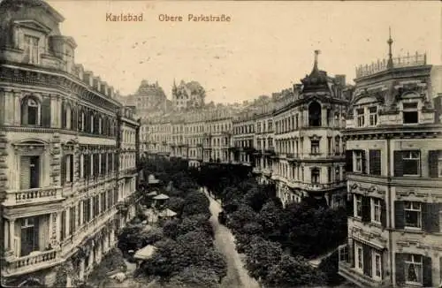 Ak Karlovy Vary Karlsbad Stadt, Obere Parkstraße