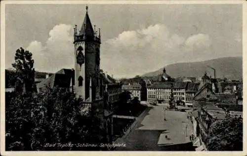 Ak Teplice Teplitz Schönau Reg. Aussig, Blick auf den Schlossplatz