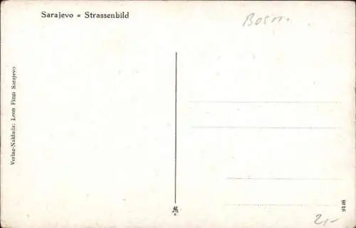 Ak Sarajevo Bosnien Herzegowina, Straßenbild, Mütter mit Kindern, Tracht