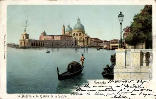 Litho Venezia Venedig Veneto, La Dogana e la Chiesa della Salute