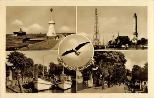 Ak Chorzelin Osternothafen Świnoujście Swinemünde Pommern, Leuchtturm, Mole, Boote