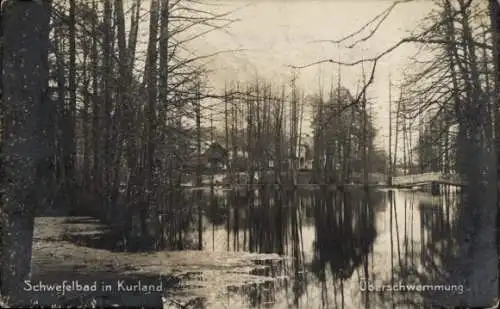 Ak Schwefelbad Kurland Lettland, Überschwemmung, Wald