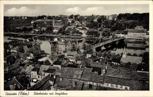 Ak Krosno Odrzańskie Crossen an der Oder Ostbrandenburg, Oderbrücke mit Berglehne