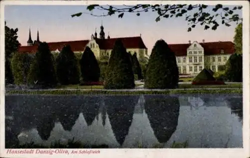 Ak Oliva Gdańsk Danzig, Am Schlossteich