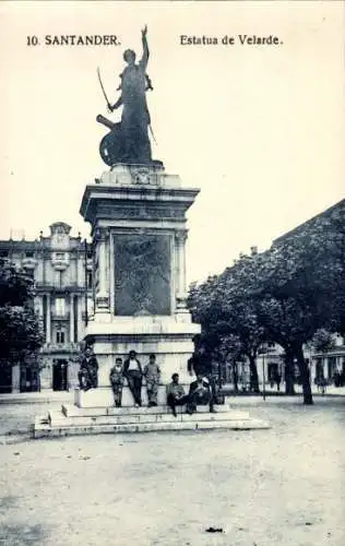 Ak Santander Kantabrien Spanien, Estatua de Velarde