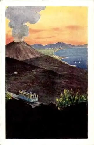 Ak Napoli Neapel Campania, Vesuv, Standseilbahn