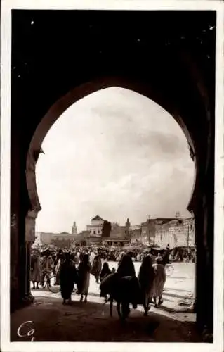 Ak Meknes Marokko, El Hedime Platz, Torblick