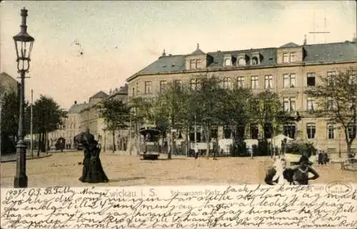 Ak Zwickau in Sachsen, Hotel Deutscher Kaiser, Schumann Platz