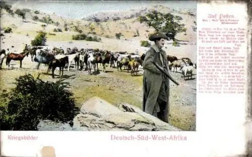 Ak Deutsch Südwest Afrika, Namibia, Kriegsbilder Koloniale Schutztruppe, Lied Auf Posten