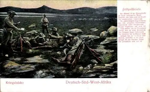 Ak Namibia Deutsch Südwest Afrika, Kriegsbilder Koloniale Schutztruppe, Gedicht Feldpostbriefe