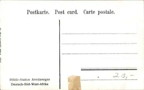 Ak Namibia Deutsch Süd West Afrika, Militär Station Arredareigas