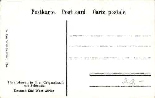 Ak Deutsch Südwestafrika, Hererofrauen in ihrer Originaltracht mit Schmuck