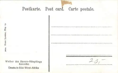 Ak Namibia Deutsch Südwestafrika, Weiber des Herero-Häuptlings Kaweiho