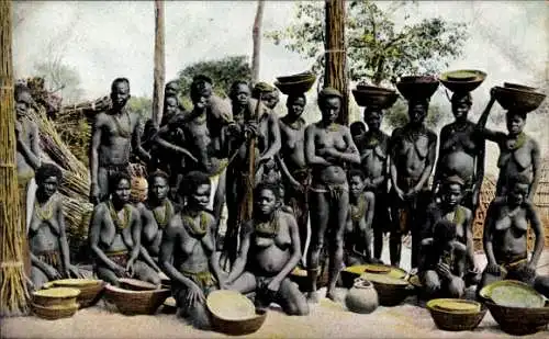 Ak Deutsch Südwest Afrika, Ovambo, Afrikaner, Gruppenportrait